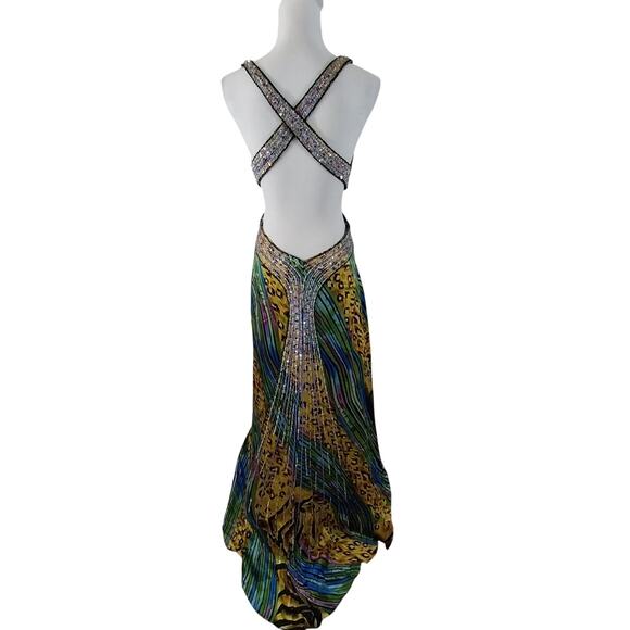 La Femme Vibrant Animal Print Maxi Dress - Picture 7 of 12